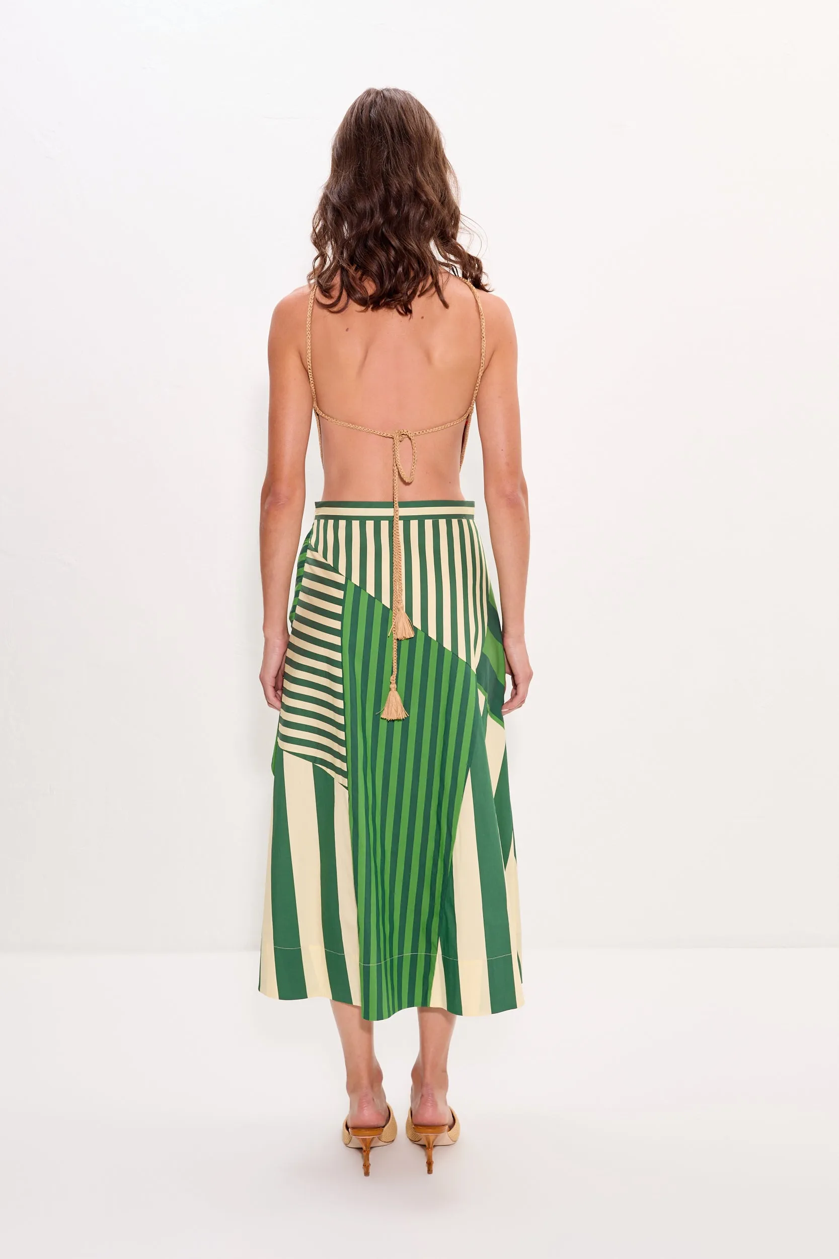 Vita Wrap Skirt in Green Stripe Combo sold by Simon Miller product image thumbnail 5