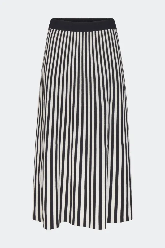 Clancy Knit Maxi Skirt in Black/White Stripe sold by Simon Miller