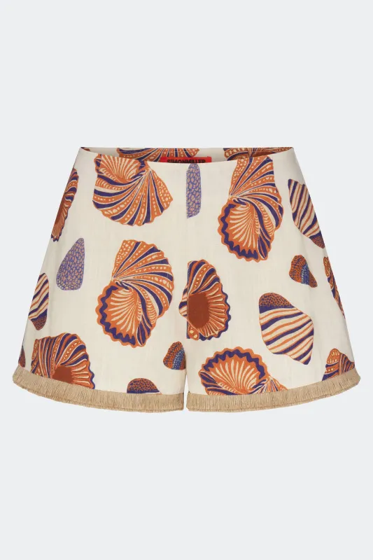 Mina Linen Fringe Short in Natural Shell sold by Simon Miller