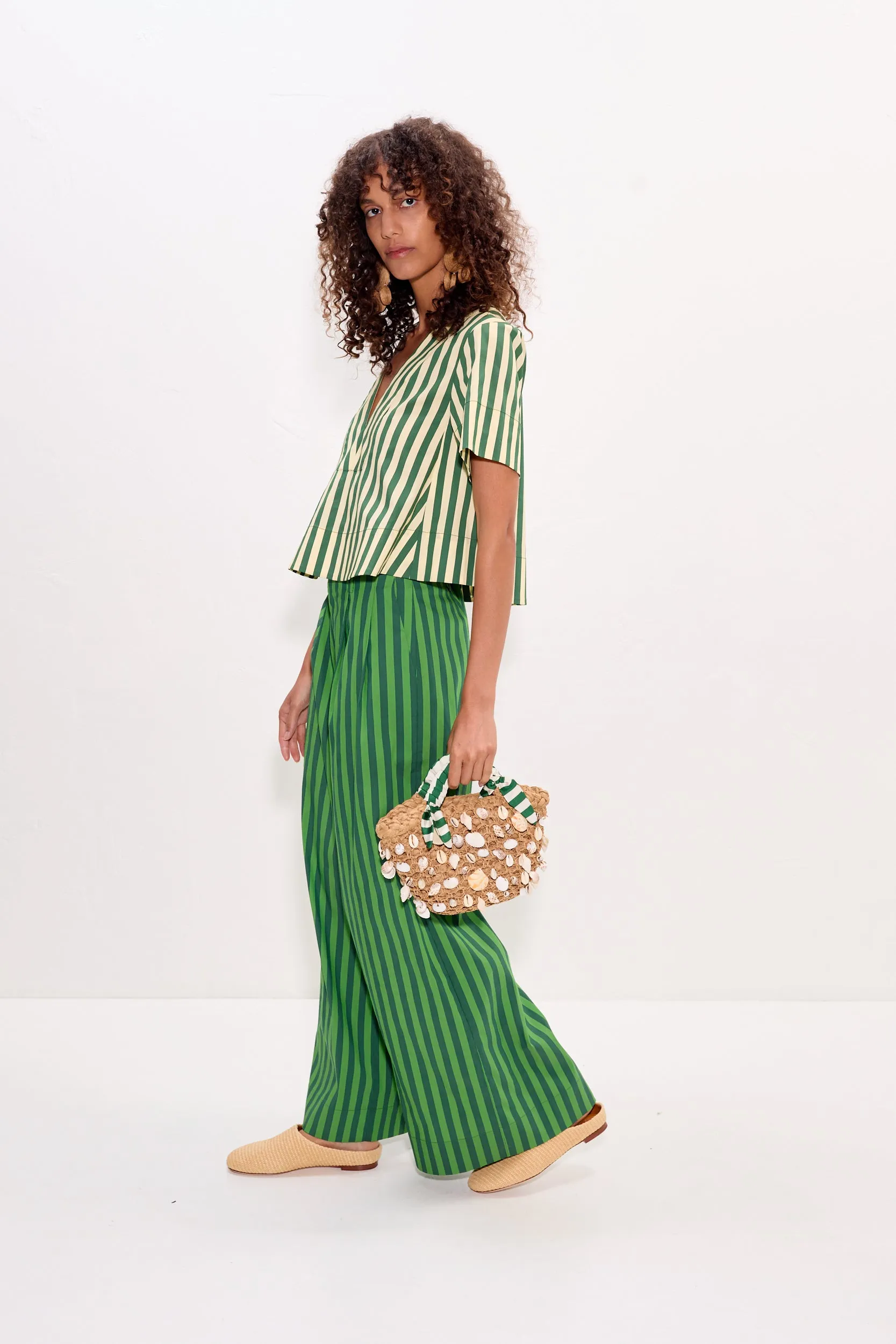 Thorne Poplin Pant In Gummy Green/Moss sold by Simon Miller