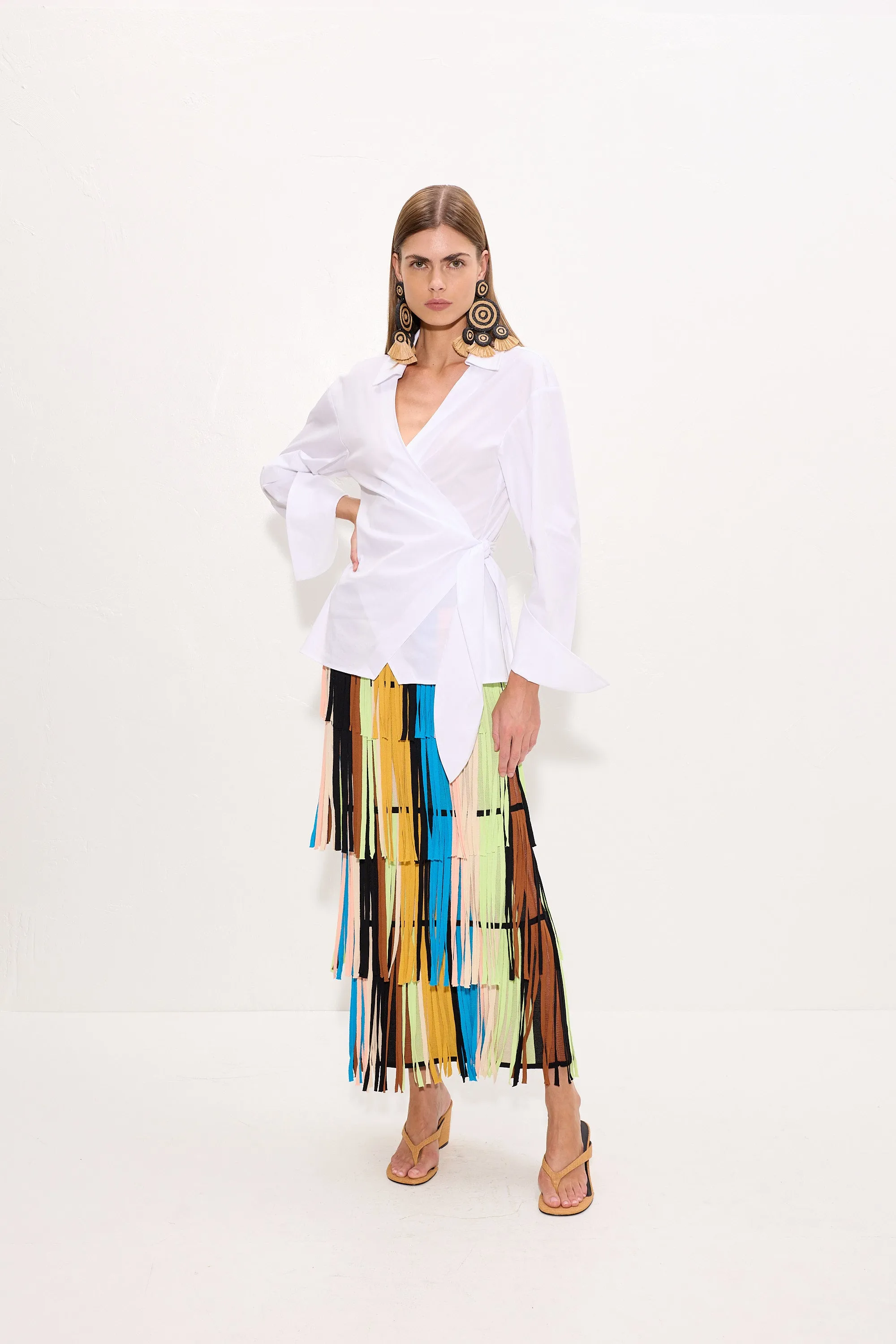 Anya Poplin Wrap Top In Macadamia sold by Simon Miller product image thumbnail 3