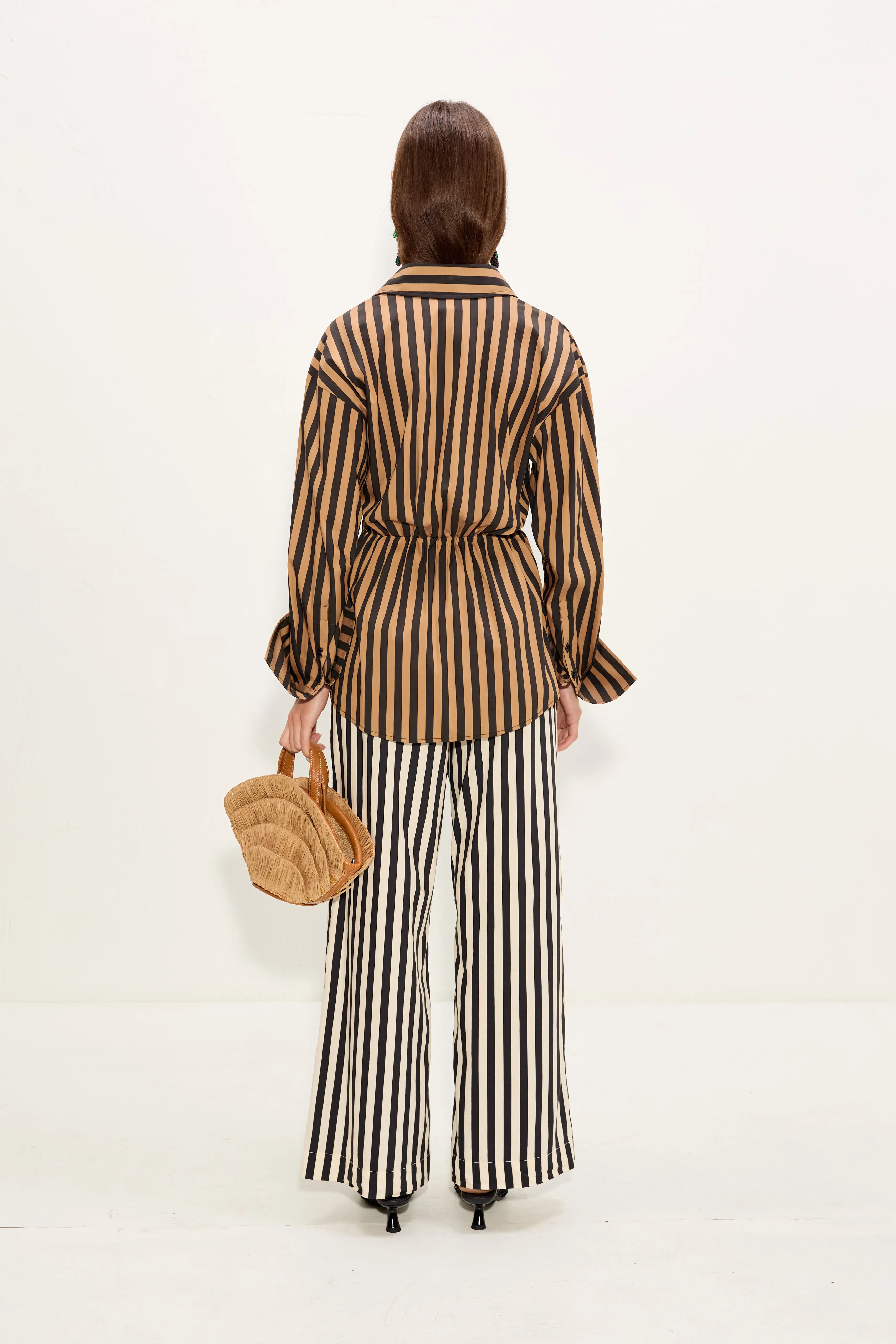 Inna Poplin Top In Black/Tan Stripe sold by Simon Miller product image thumbnail 5