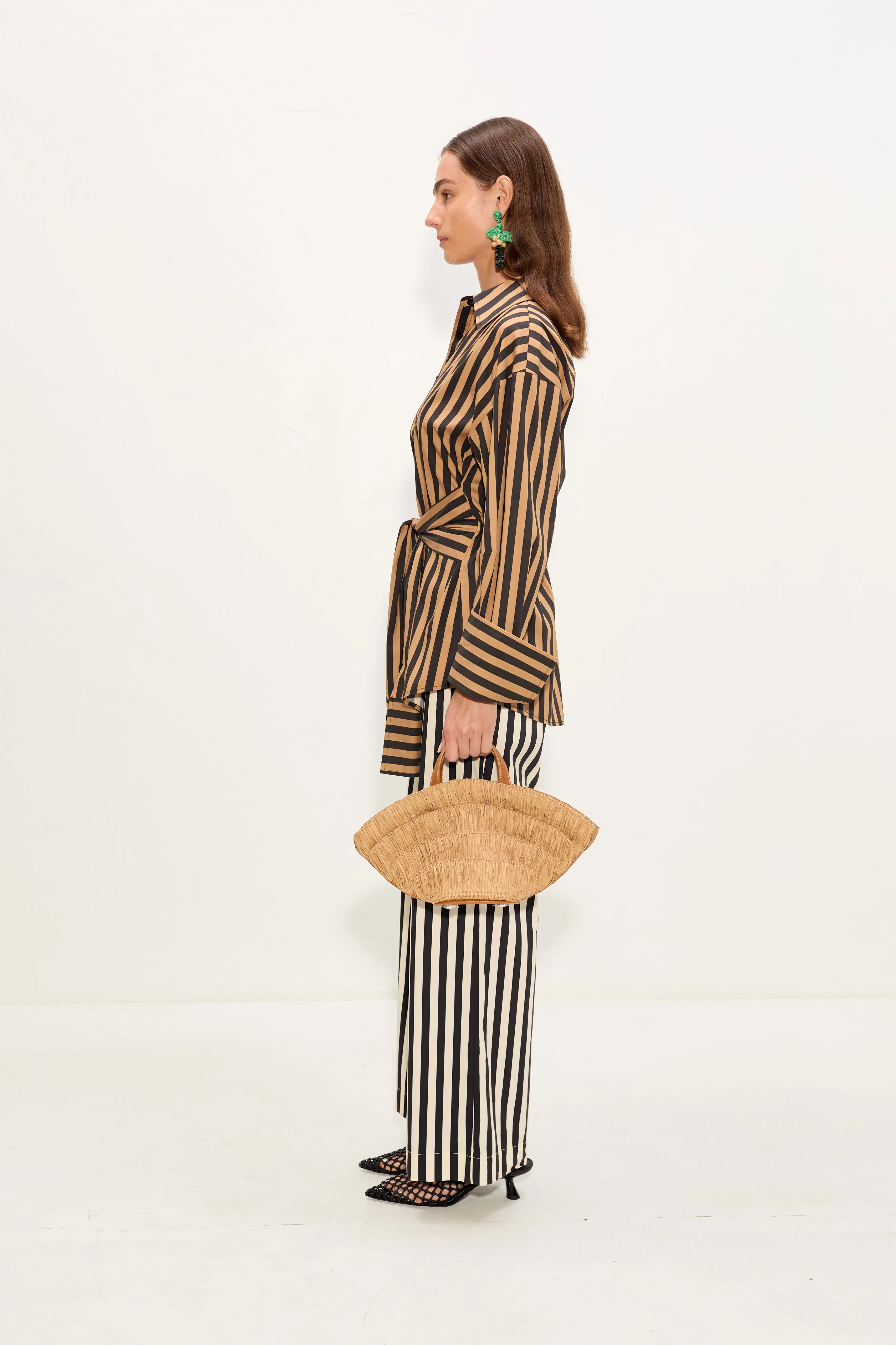 Inna Poplin Top In Black/Tan Stripe sold by Simon Miller product image thumbnail 4