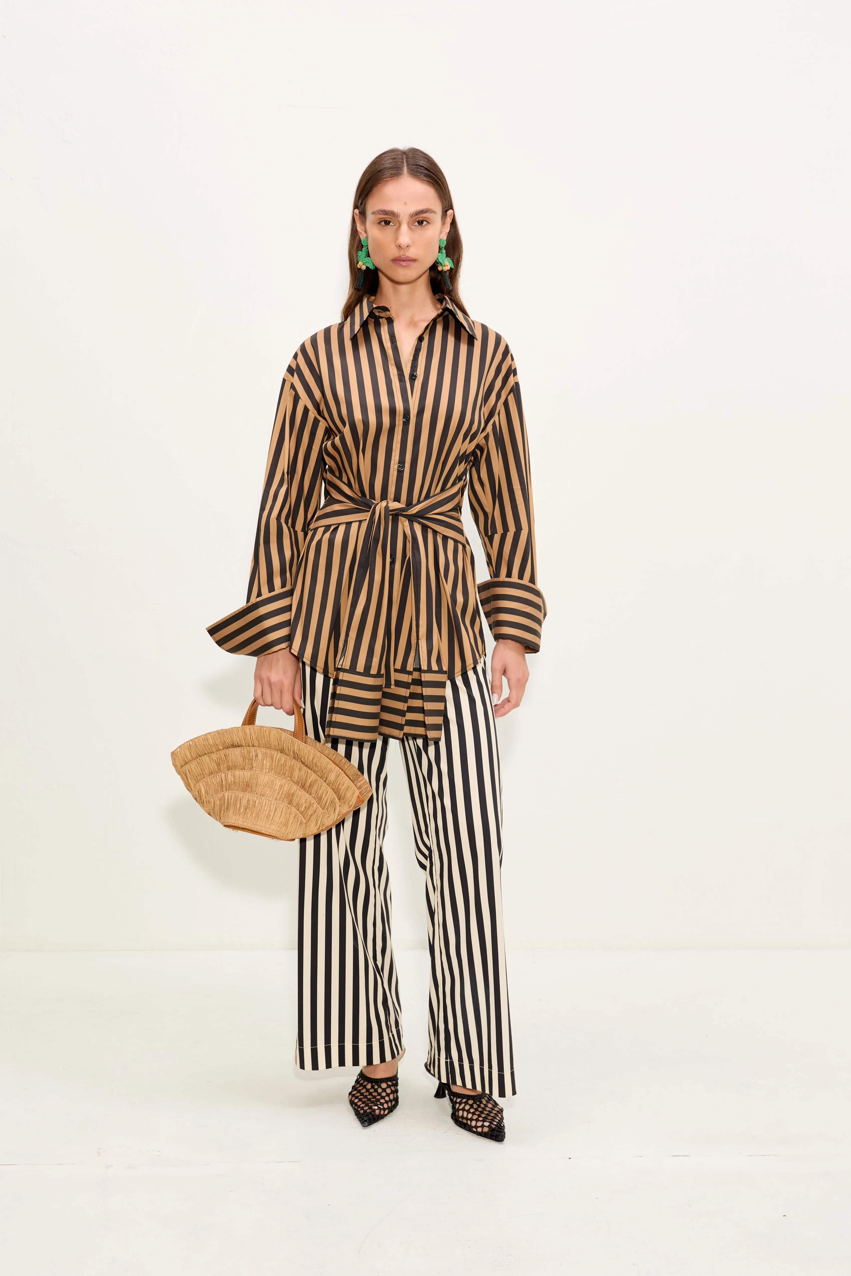 Inna Poplin Top In Black/Tan Stripe sold by Simon Miller product image thumbnail 3