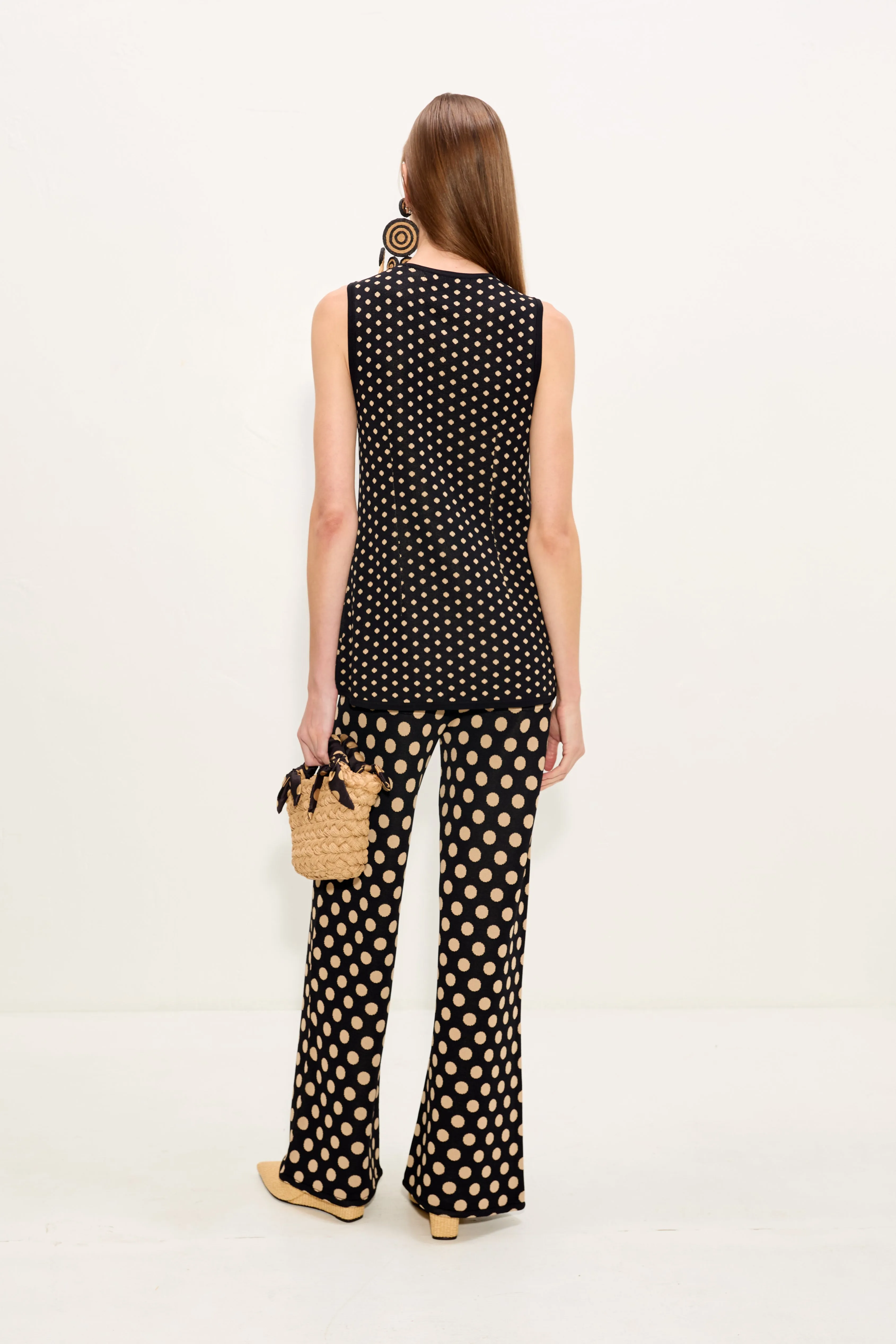 Del Mar Knit Vest In Black/Tan Polka Dot sold by Simon Miller product image thumbnail 4