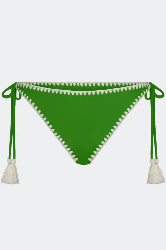 Bwai Embroidered Bikini Bottom In Grass Green made by Simon Miller