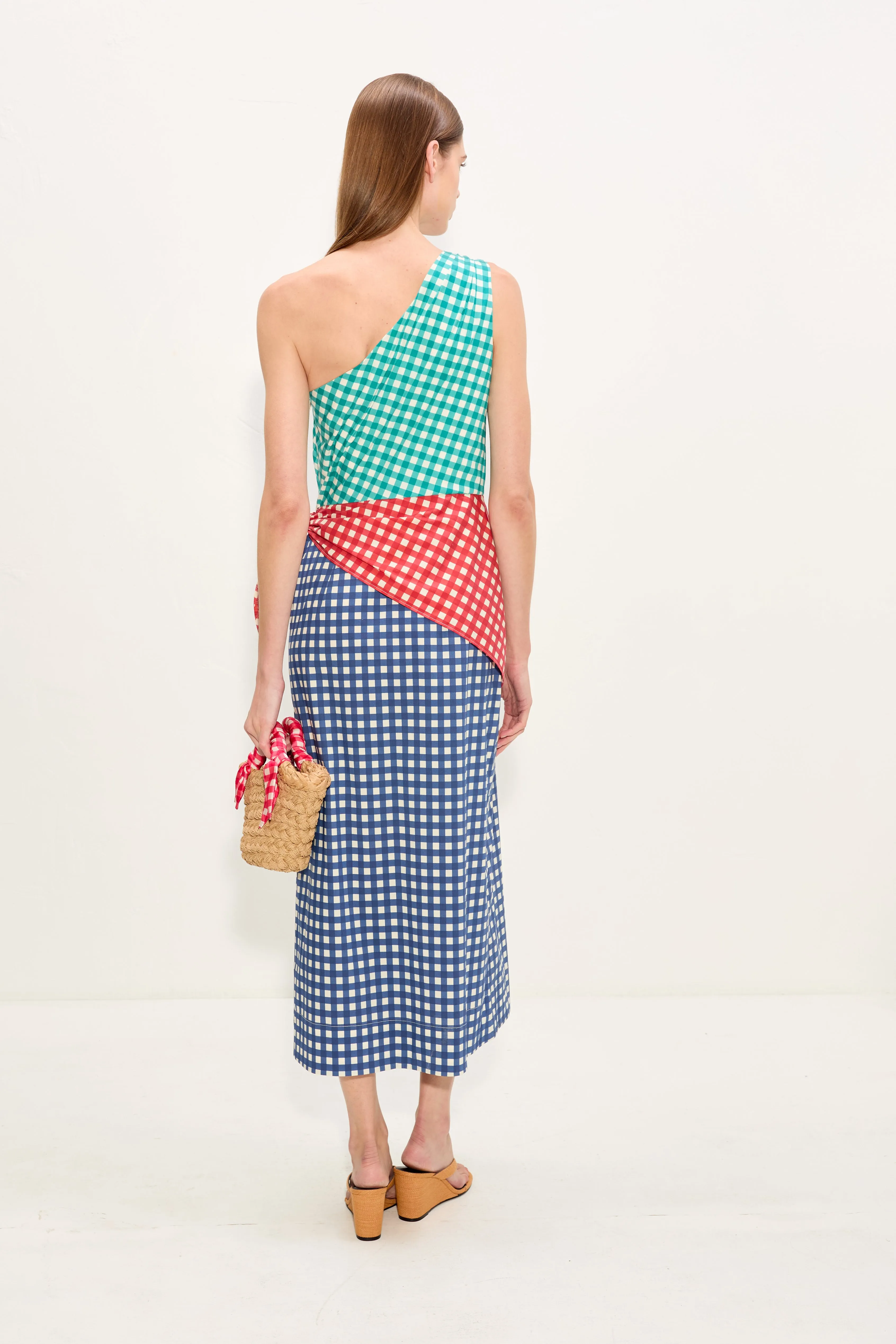Belem Poplin Midi Dress In Teal Gingham Multi sold by Simon Miller product image thumbnail 4