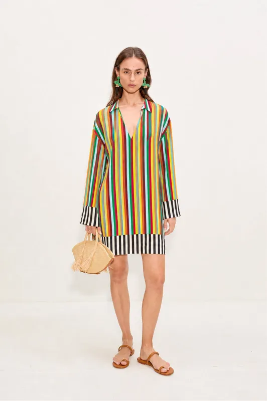 Diaz Mini Dress In Vibrant Multi Stripe made by Simon Miller
