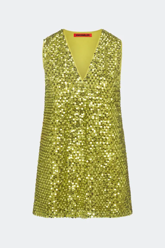 Fountain Sequin Dress In Metallic Pear made by Simon Miller