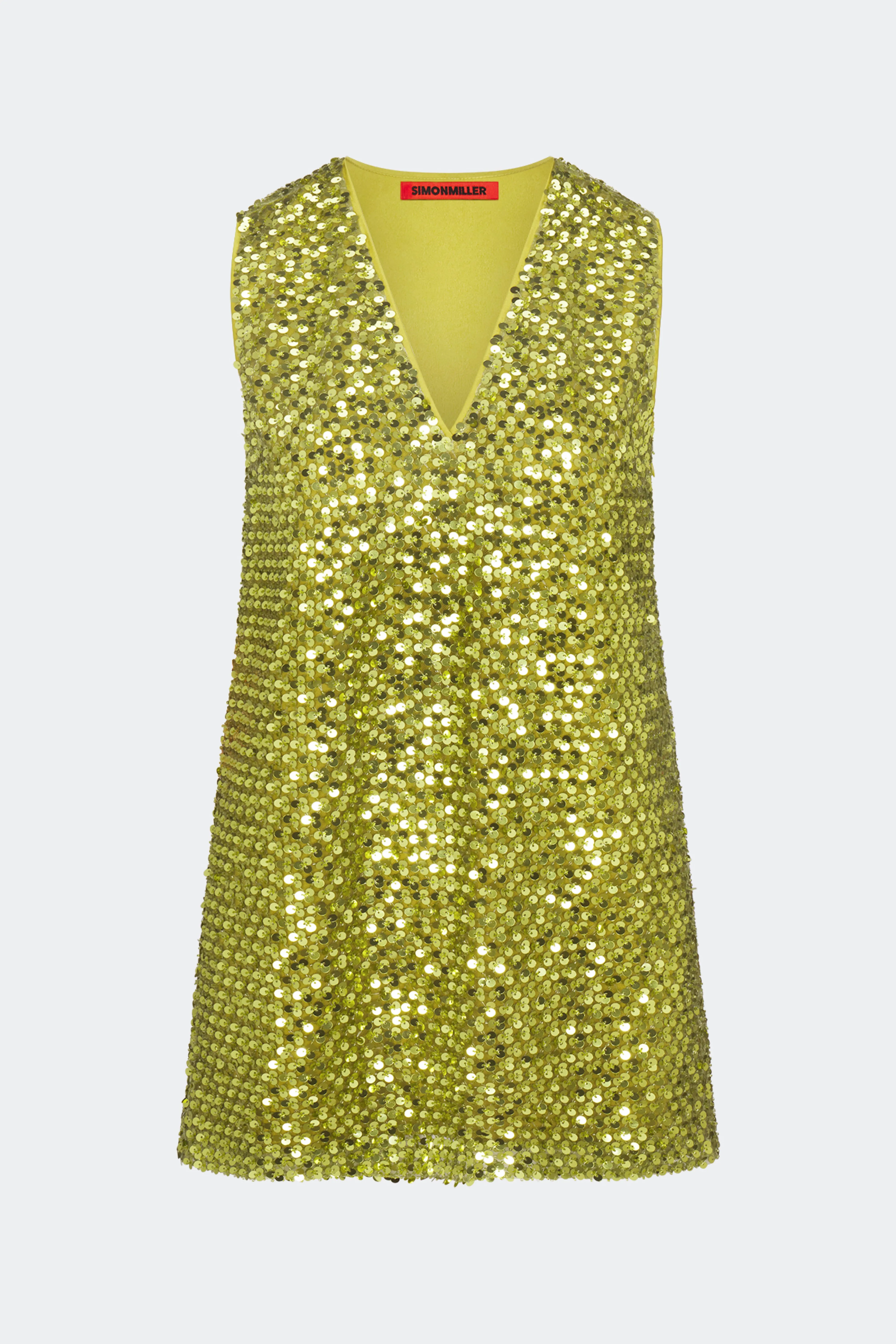 Fountain Sequin Dress In Metallic Pear sold by Simon Miller