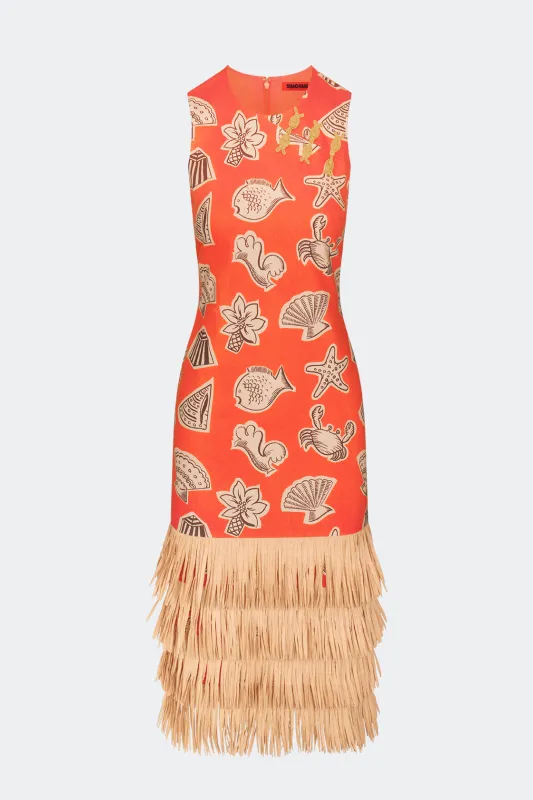 Jooni Linen Dress In Playful Sea Print made by Simon Miller