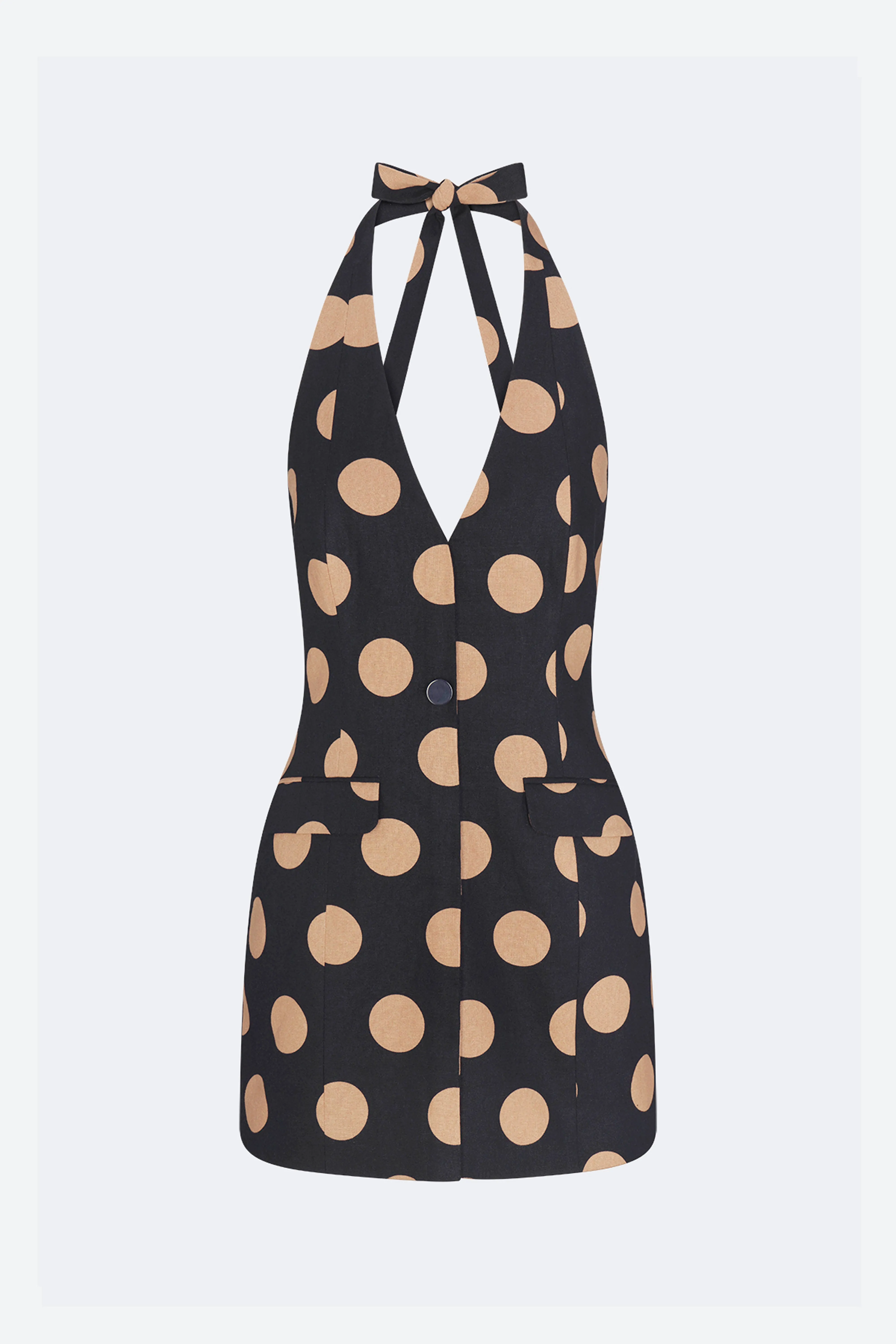 Kirra Linen Mini Dress In Black/Tan Polka Dot sold by Simon Miller product image thumbnail 2