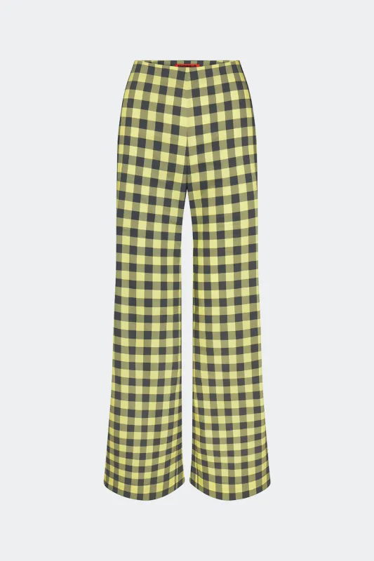 Pia Poplin Pant In Peridot/Ebony Gingham made by Simon Miller