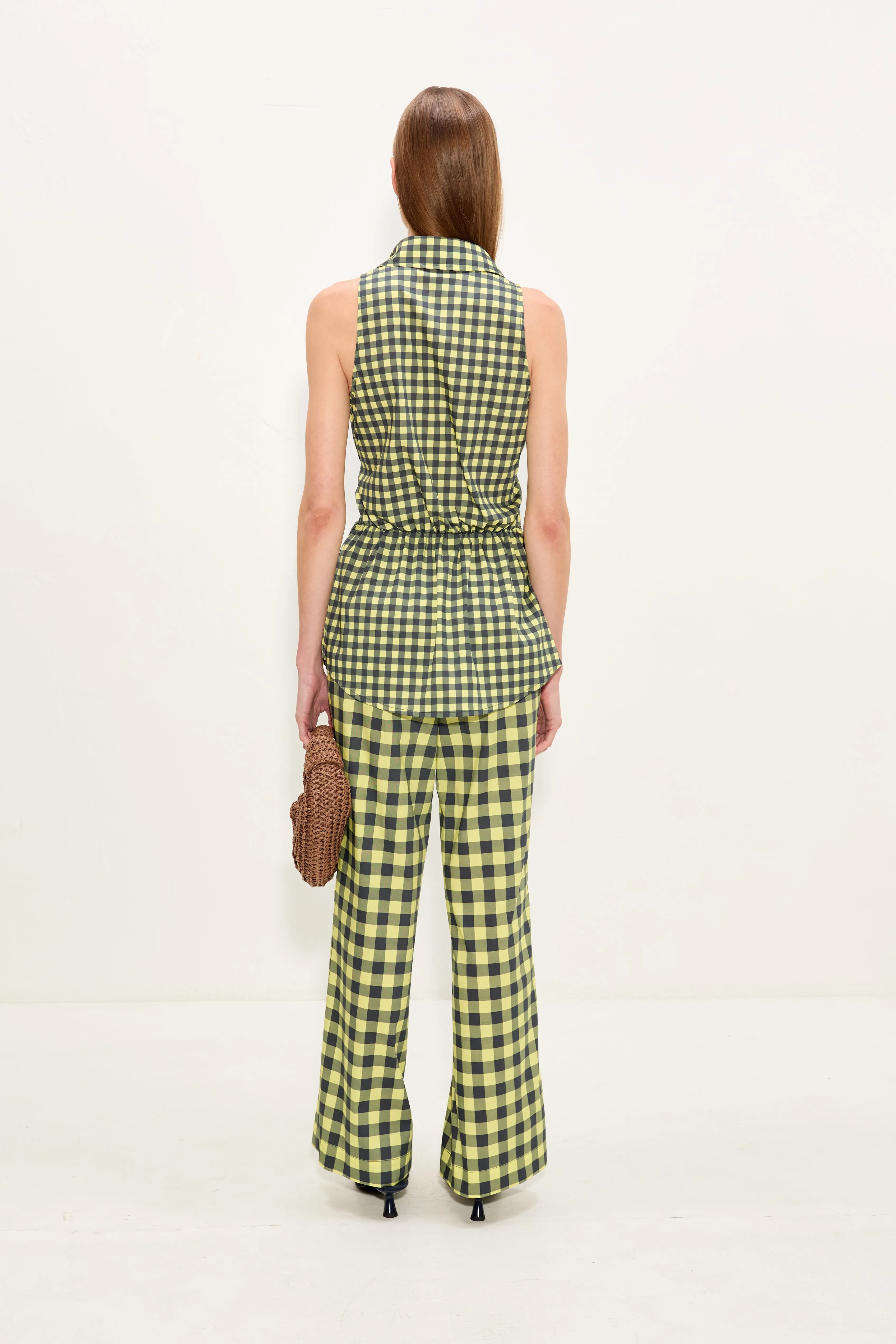 Pia Poplin Pant In Peridot/Ebony Gingham sold by Simon Miller product image thumbnail 4