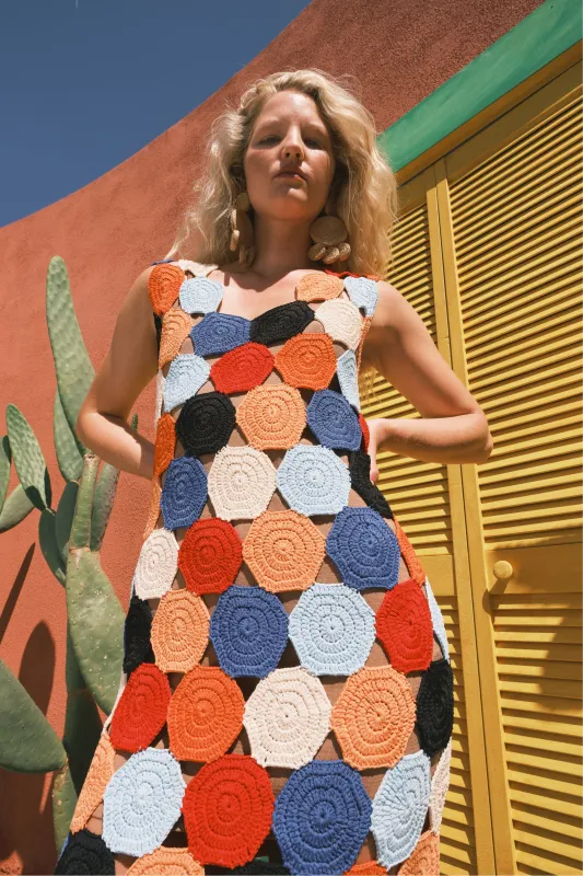 Muro Crochet Dress In Confetti made by Simon Miller