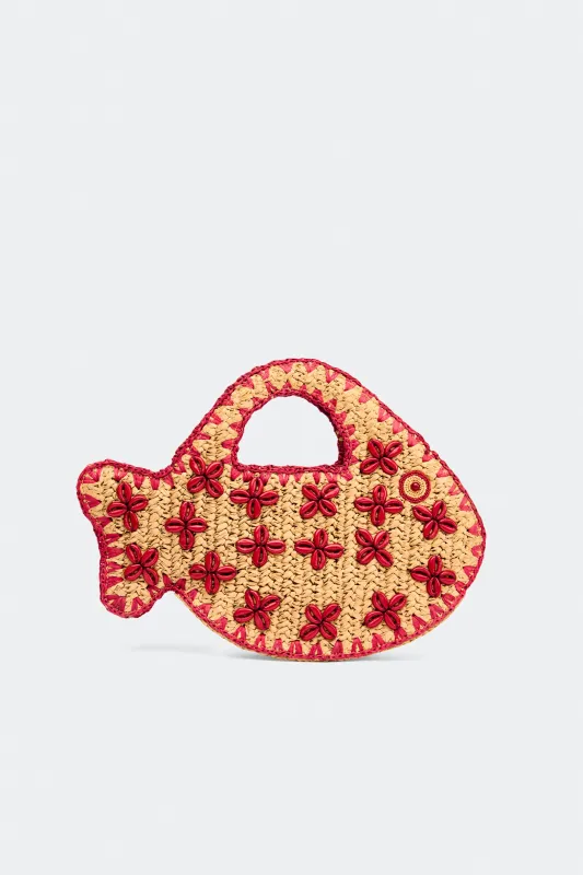 Puka Fish Bag In Natural/Burgundy made by Simon Miller
