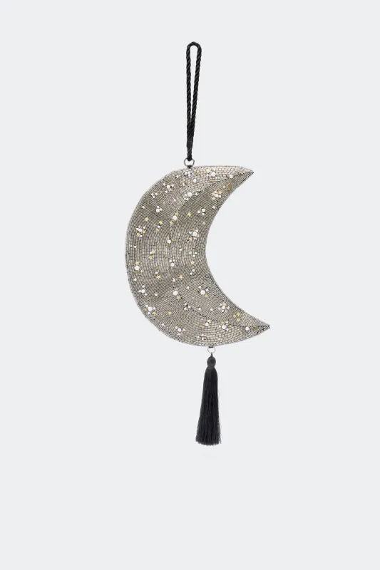 Beaded Crescent Wristlet In Black/Silver made by Simon Miller