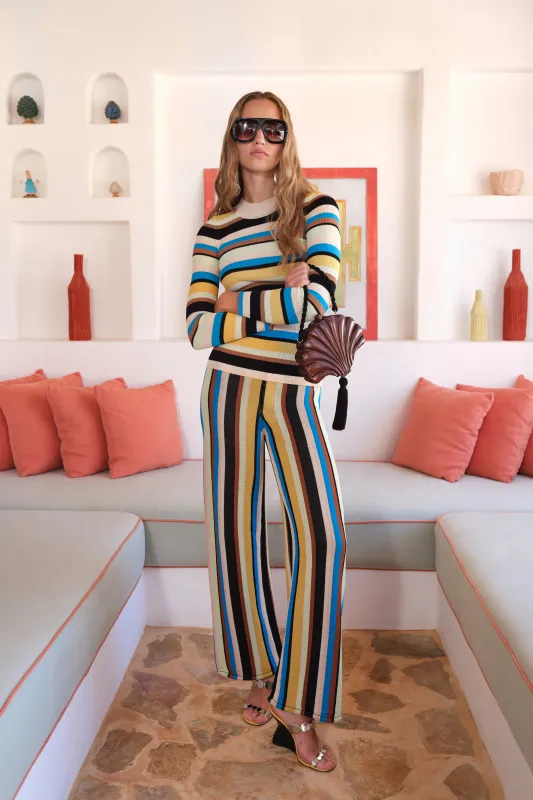Jabber Knit Pant In Ocean Stripe made by Simon Miller