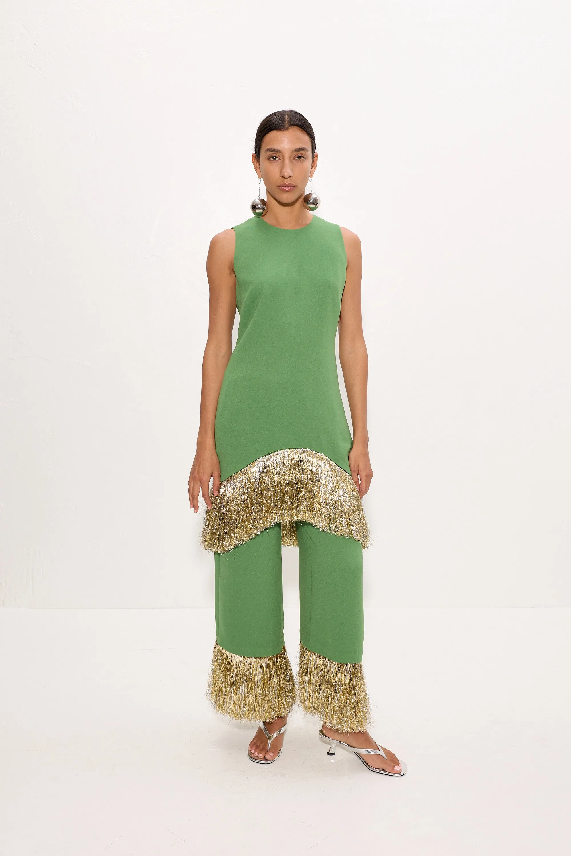 Bowie Fringe Mini Dress In Spruce Green sold by Simon Miller product image thumbnail 5