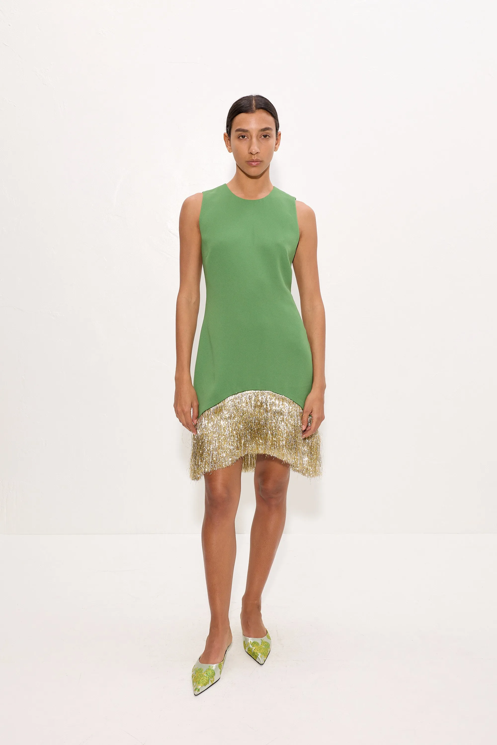 Bowie Fringe Mini Dress In Spruce Green sold by Simon Miller product image thumbnail 2