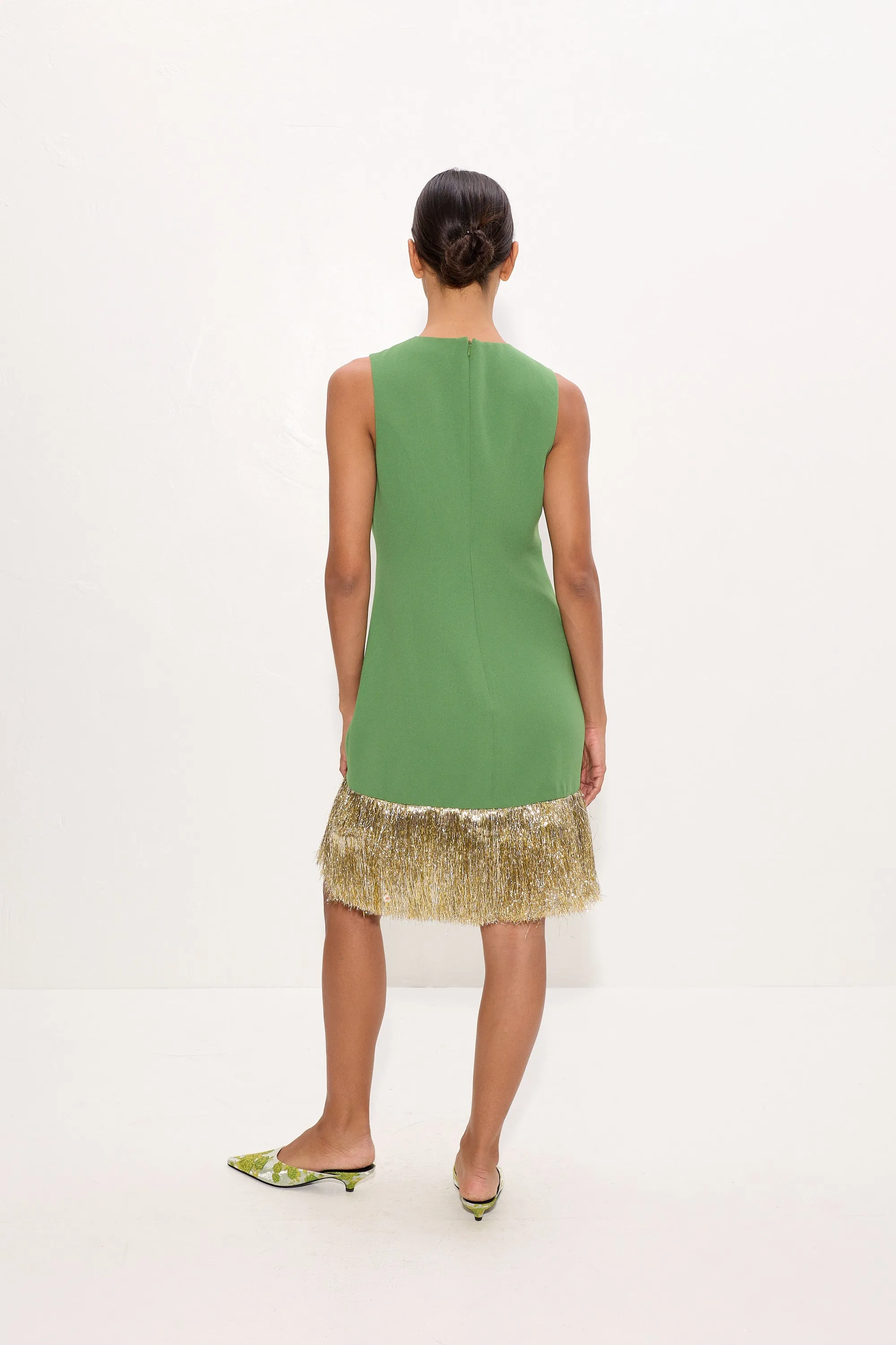 Bowie Fringe Mini Dress In Spruce Green sold by Simon Miller product image thumbnail 4
