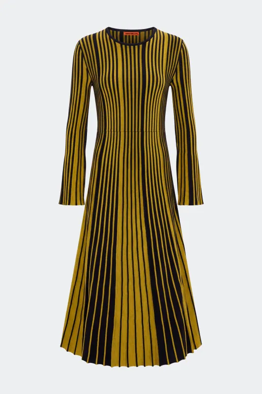 Celia Knit Dress In Melange Mustard/Black Rib made by Simon Miller