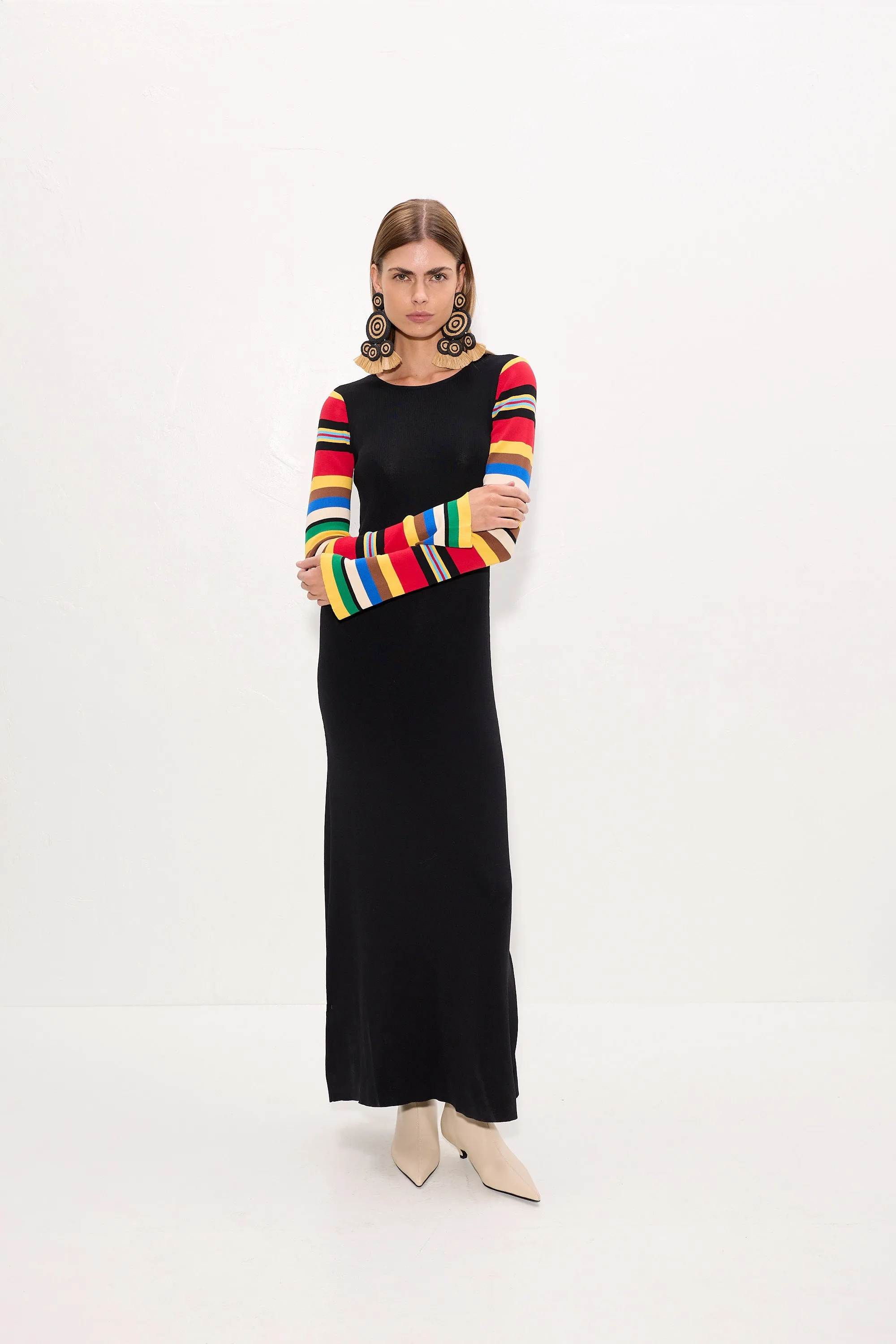 Adri Knit Maxi Dress In Black/Multi Stripe sold by Simon Miller product image thumbnail 4
