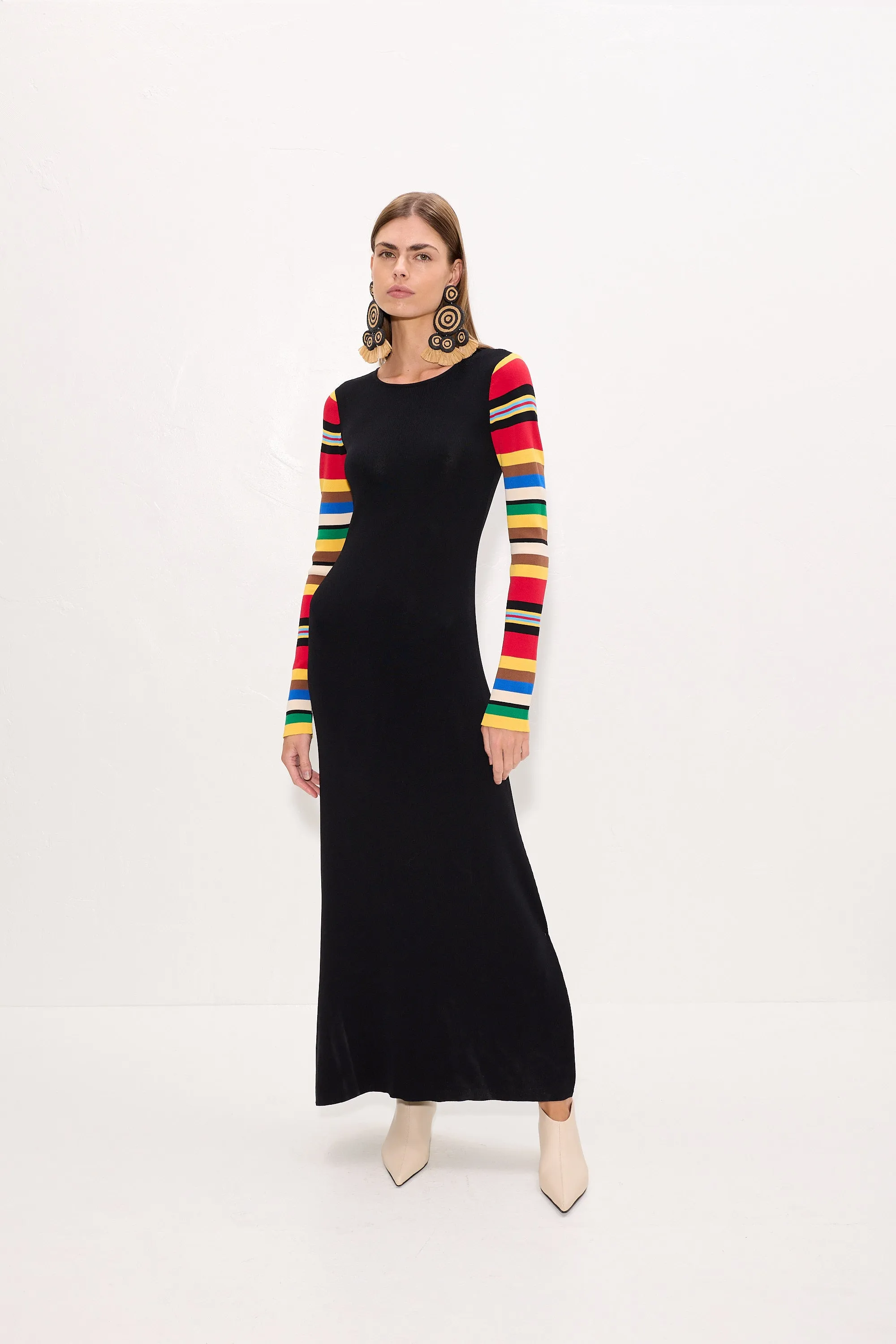 Adri Knit Maxi Dress In Black/Multi Stripe sold by Simon Miller product image thumbnail 3