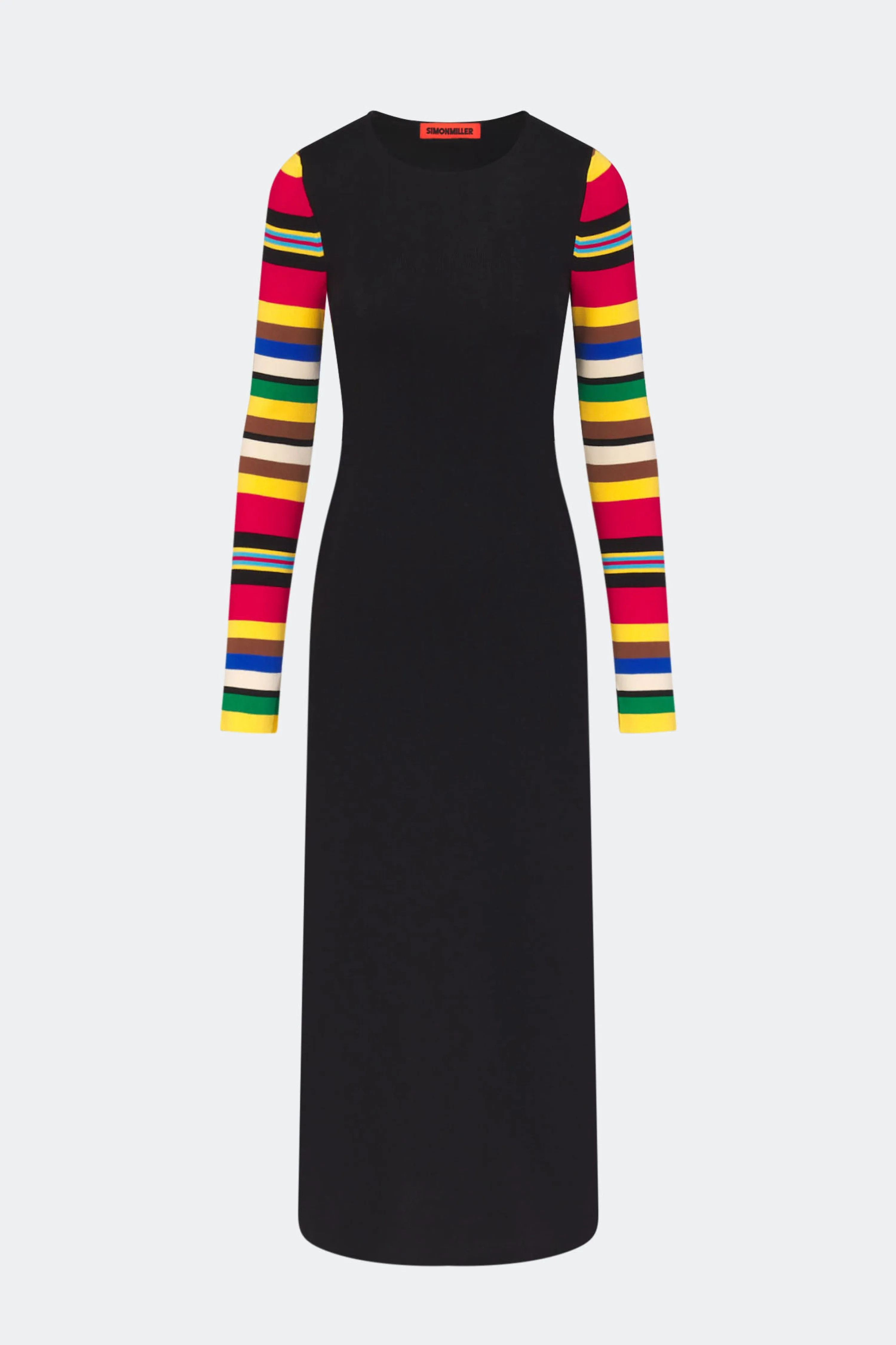Adri Knit Maxi Dress In Black/Multi Stripe sold by Simon Miller
