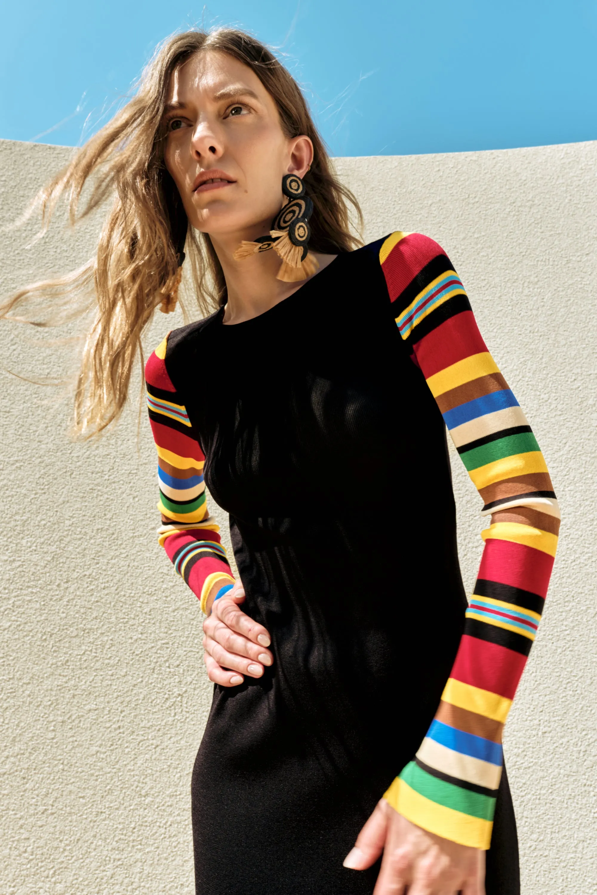 Adri Knit Maxi Dress In Black/Multi Stripe sold by Simon Miller product image thumbnail 2