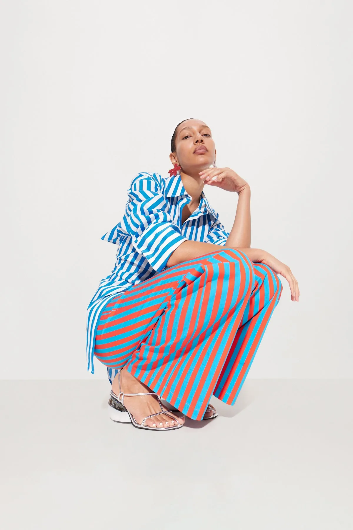 Loch Poplin Button Up in Blue Stripe sold by Simon Miller product image thumbnail 5