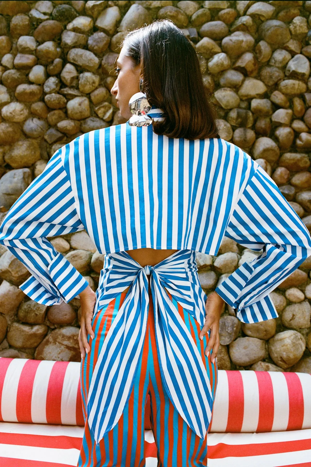 Loch Poplin Button Up in Blue Stripe sold by Simon Miller product image thumbnail 2