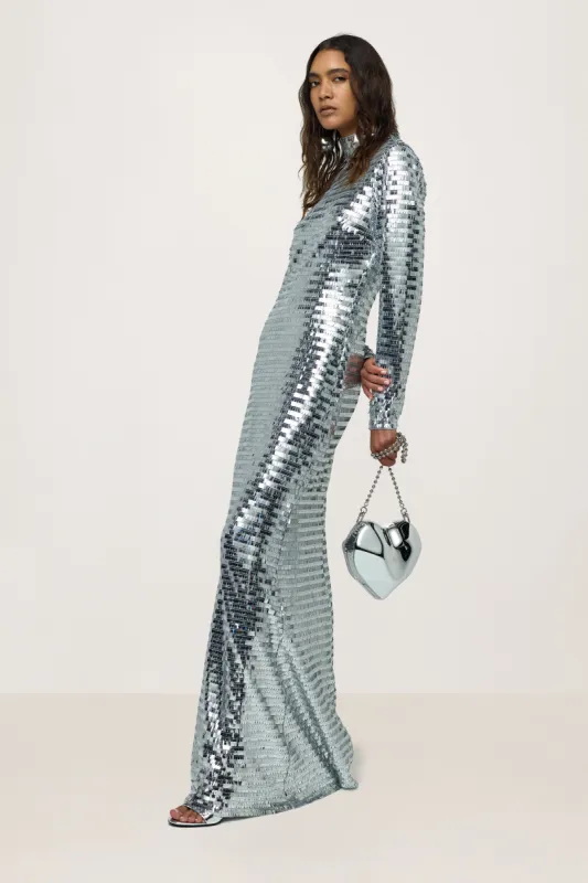 Sequin Sculpty Dress in Satellite Silver sold by Simon Miller