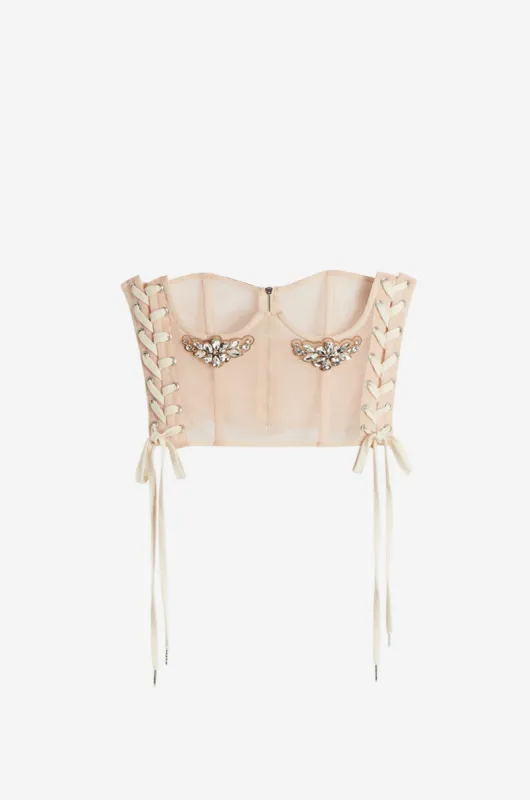 Embellished Short Lace Up Corset made by Simone Rocha