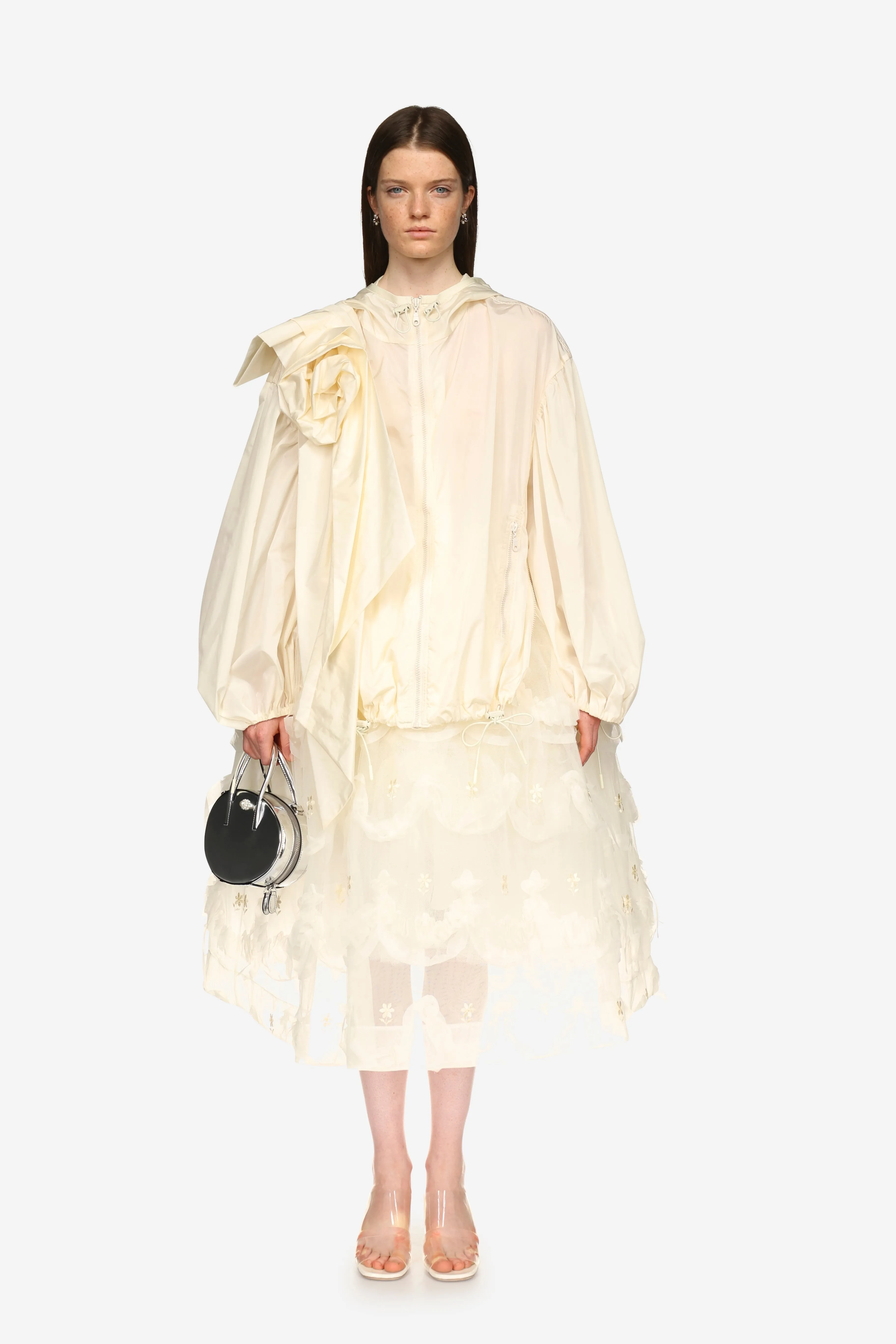 Pressed Rose Puff Sleeve Tech Jacket sold by Simone Rocha