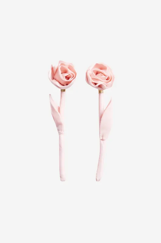 Nylon Rose Stem Earrings made by Simone Rocha