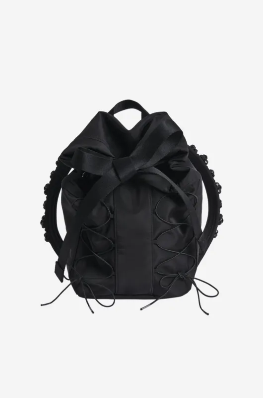 Beaded Lace Up Backpack made by Simone Rocha