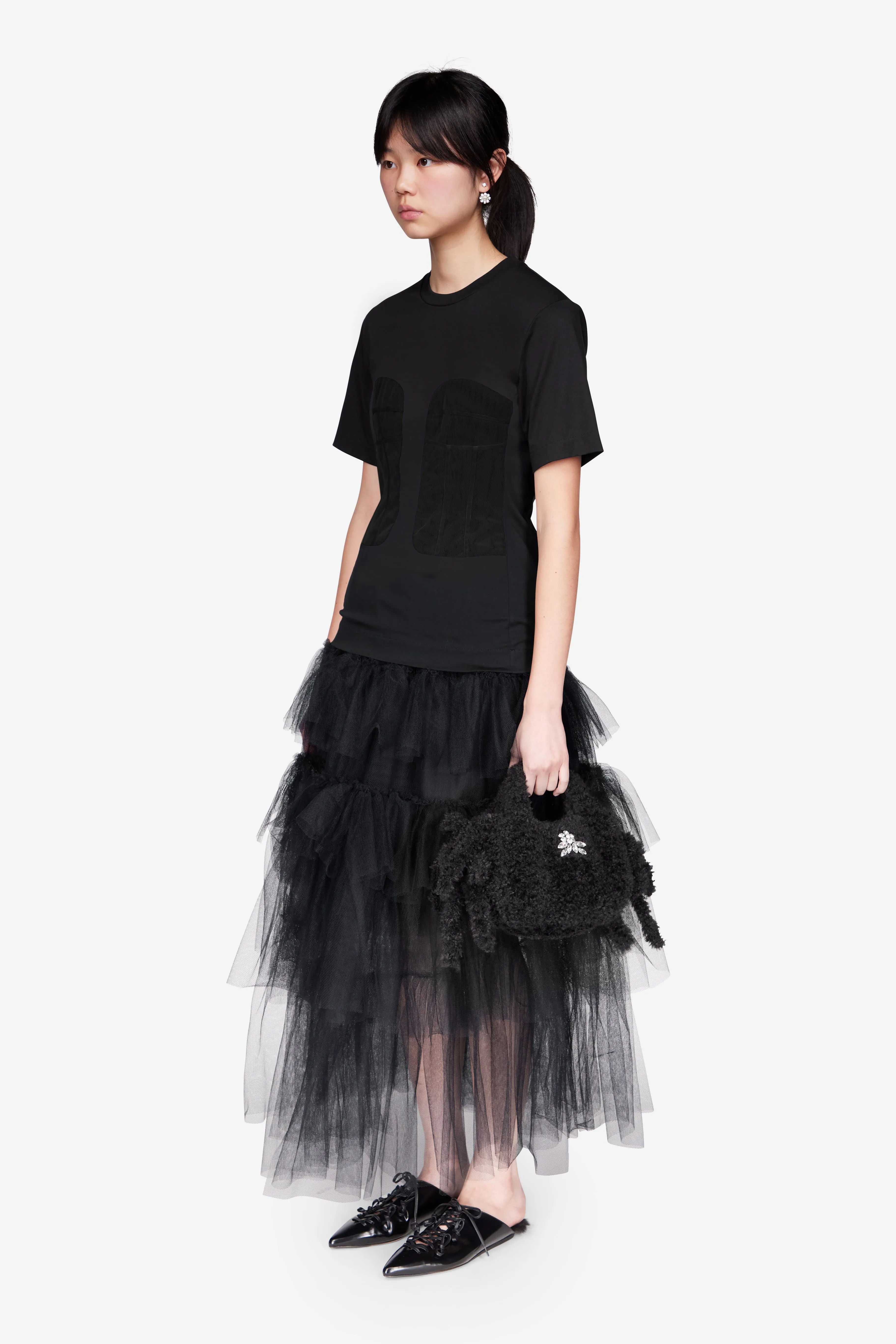 Tulle Paneled Bust T-Shirt sold by Simone Rocha product image thumbnail 2