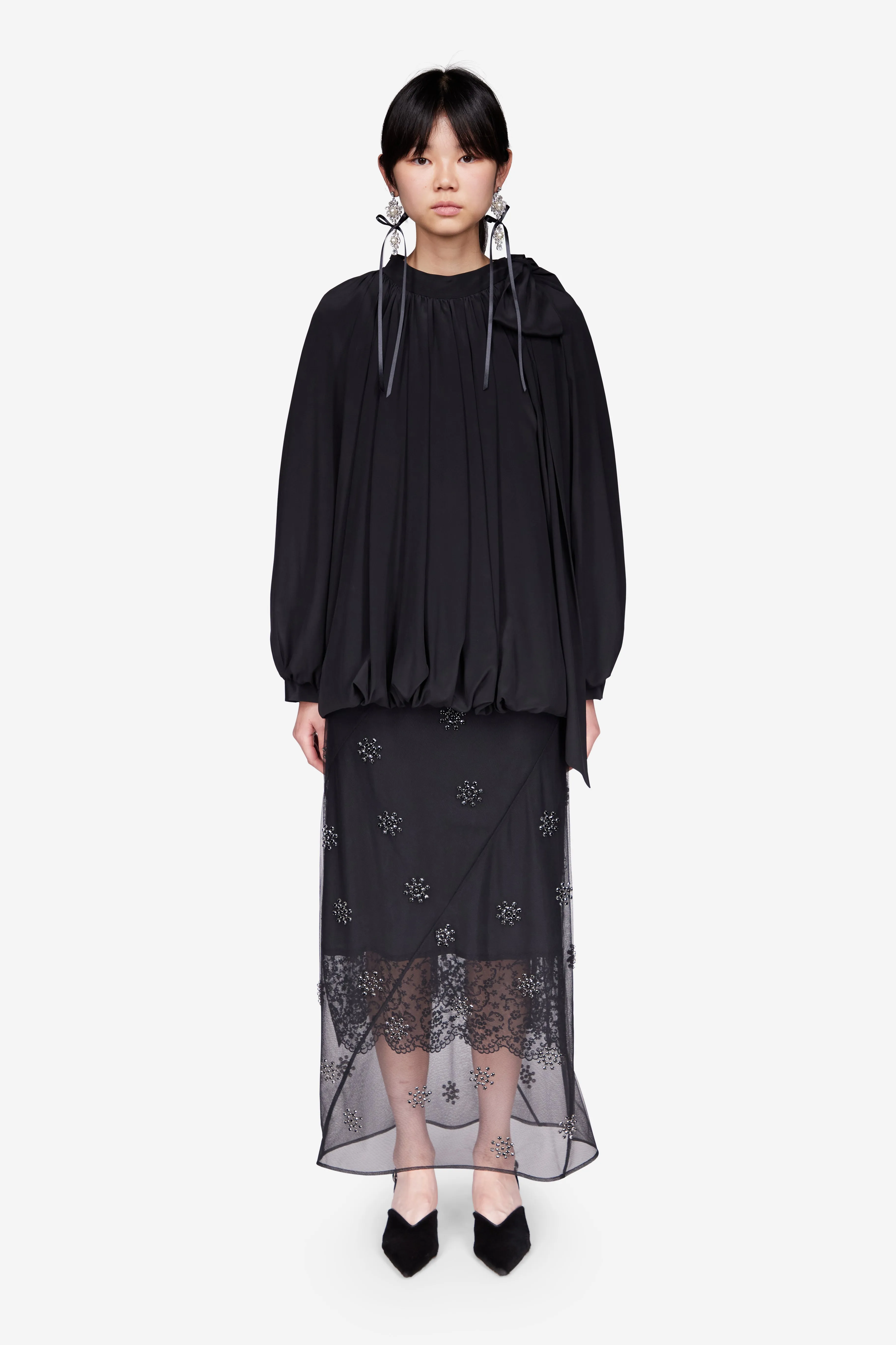 Shoulder Bow Balloon Top sold by Simone Rocha