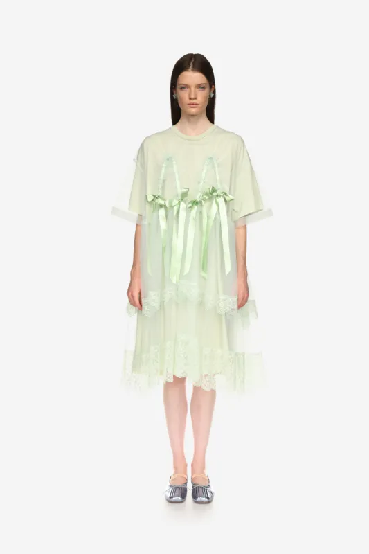 Ruched Net Overlay Dress sold by Simone Rocha