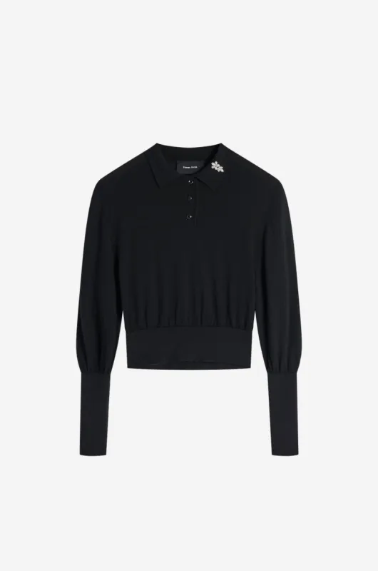 Embellished Merino Silk Knit Polo Jumper made by Simone Rocha