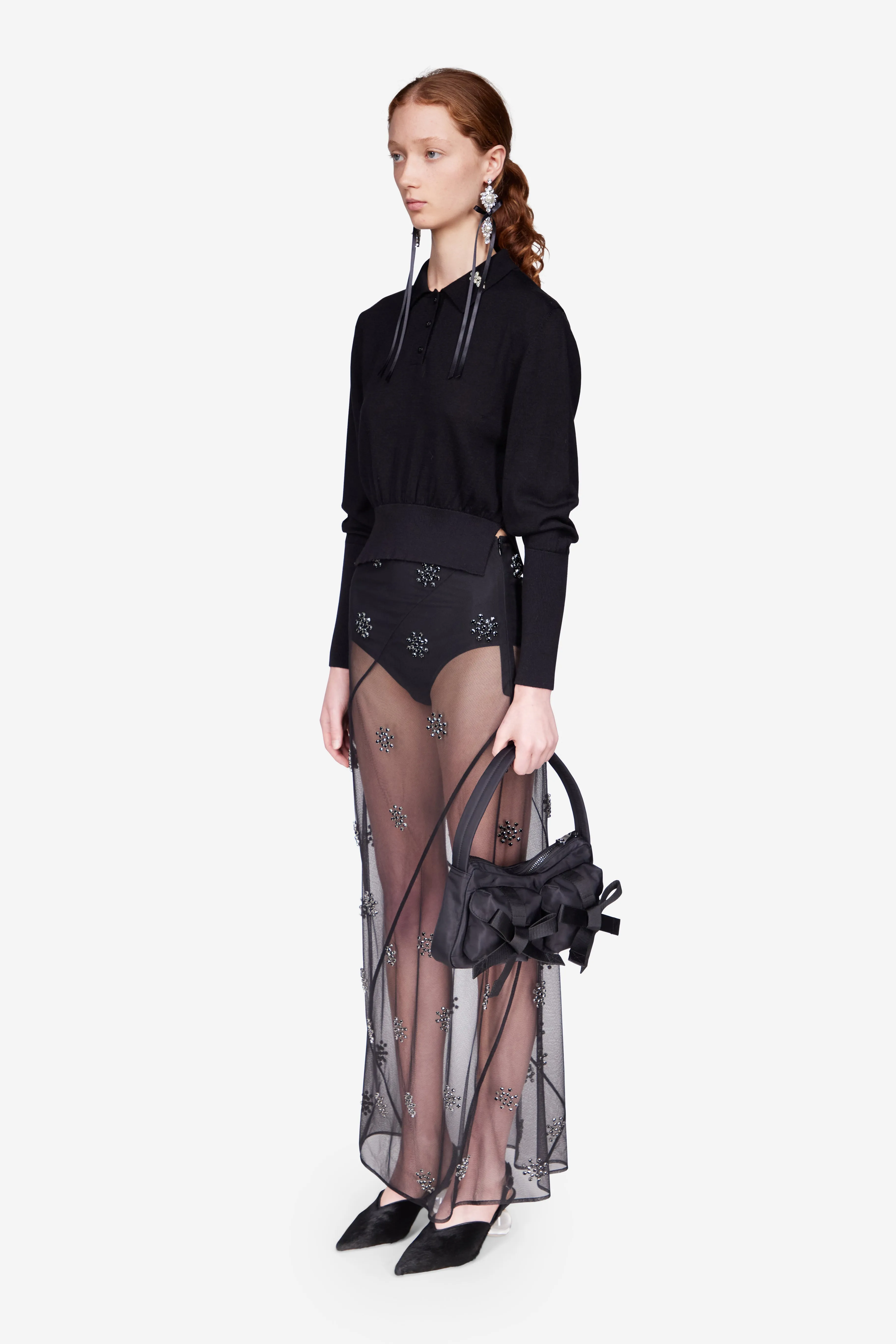 Embellished Merino Silk Knit Polo Jumper sold by Simone Rocha product image thumbnail 3