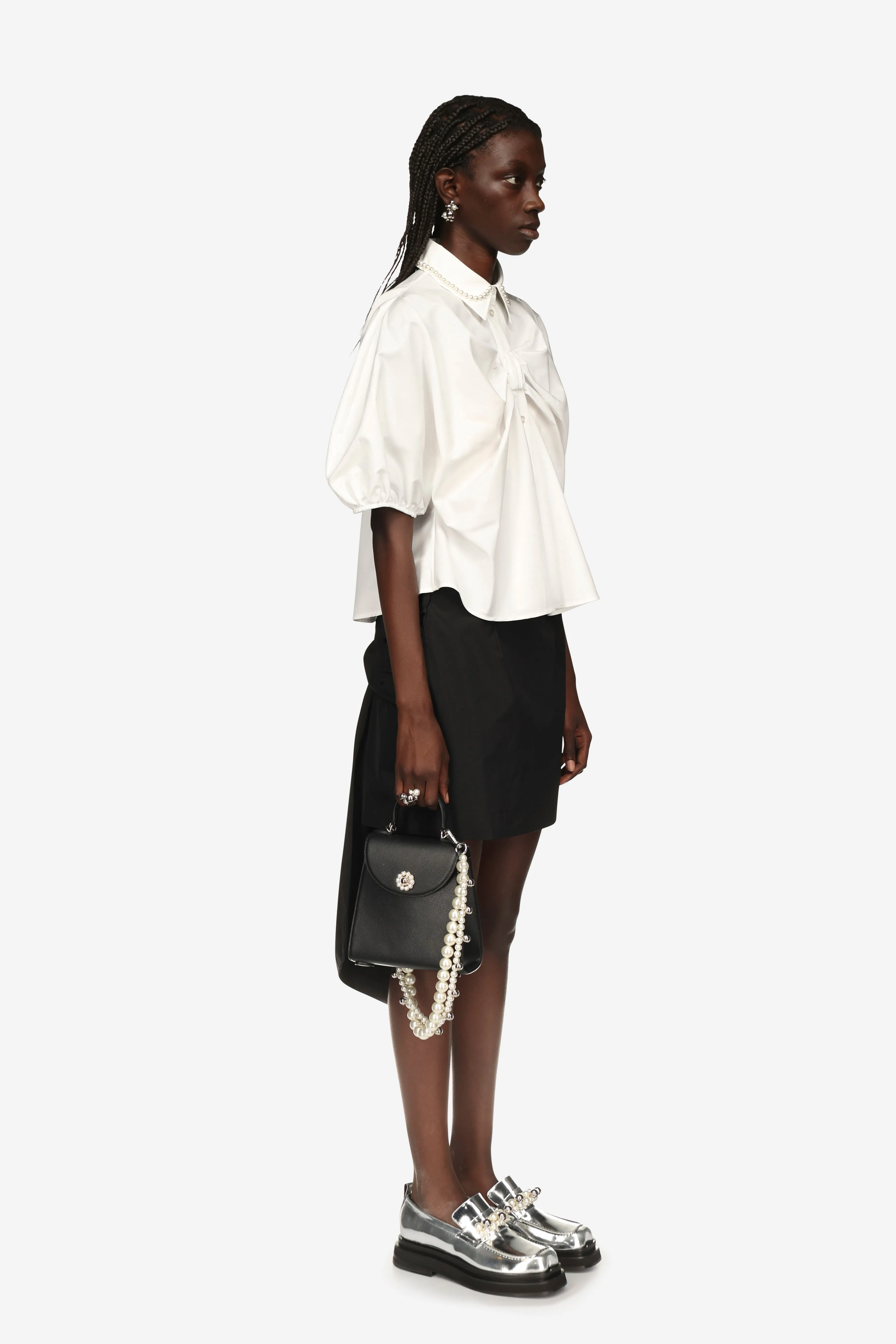 Beaded Front Bow Gathered Shirt sold by Simone Rocha product image thumbnail 2