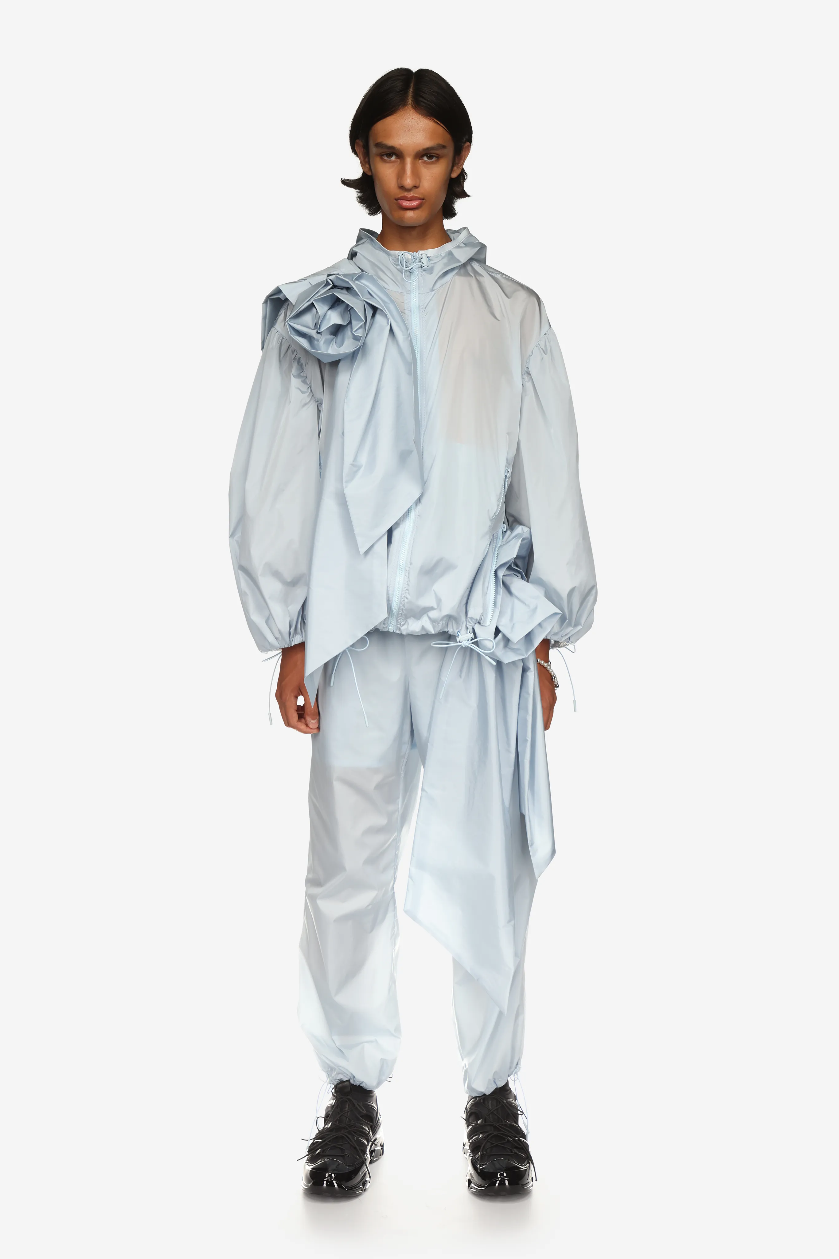 Pressed Rose Tech Track Trousers sold by Simone Rocha