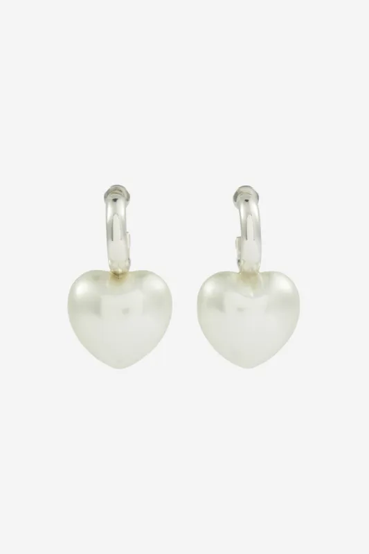 Pearl Heart Hoop Earrings made by Simone Rocha