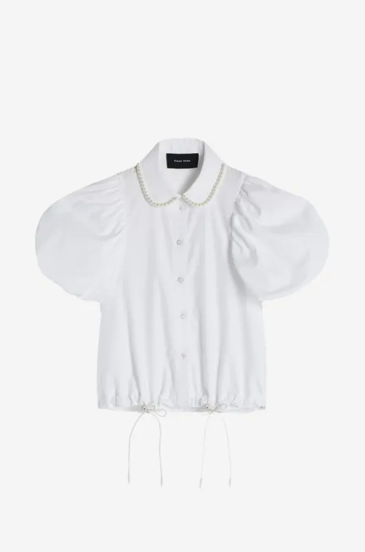 Beaded Cropped Toggle Puff Sleeve Shirt sold by Simone Rocha