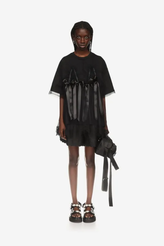 Ruched Net Overlay T-Shirt made by Simone Rocha