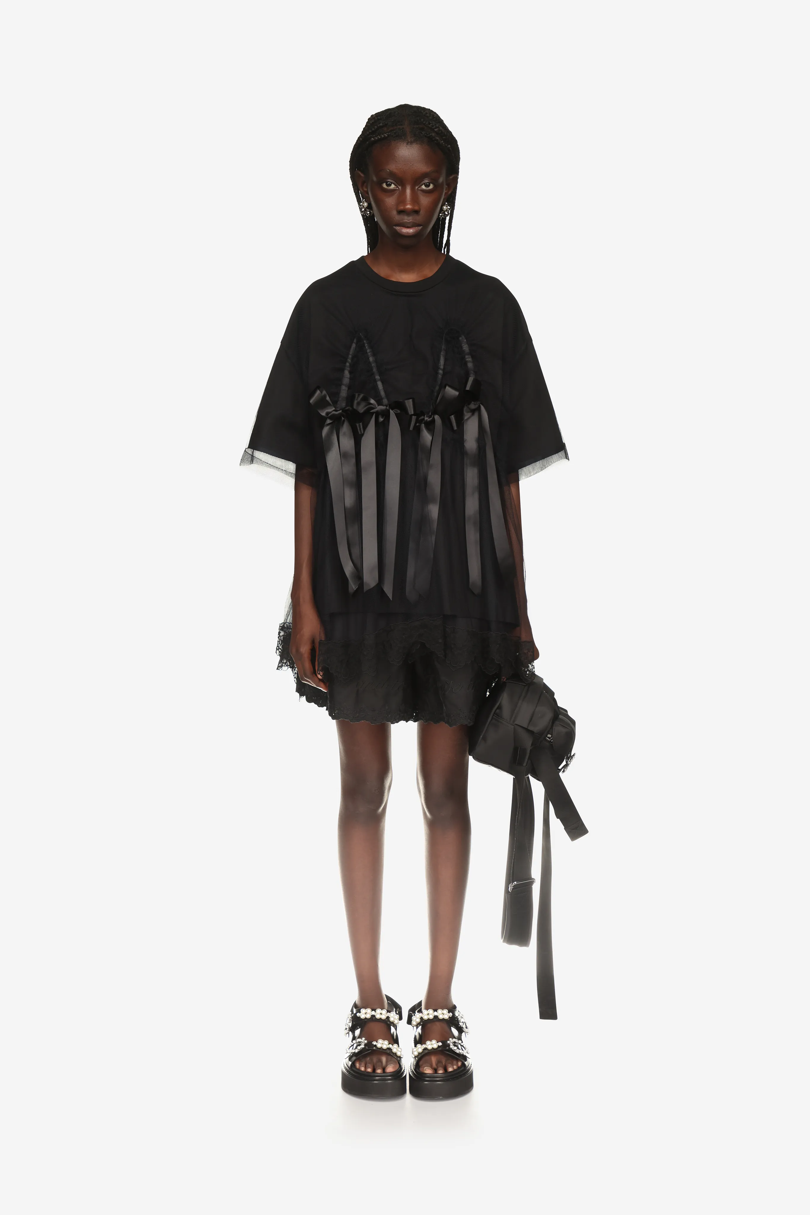 Ruched Net Overlay T-Shirt sold by Simone Rocha