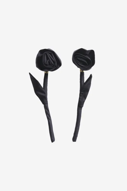 Nylon Rose Stem Earrings made by Simone Rocha