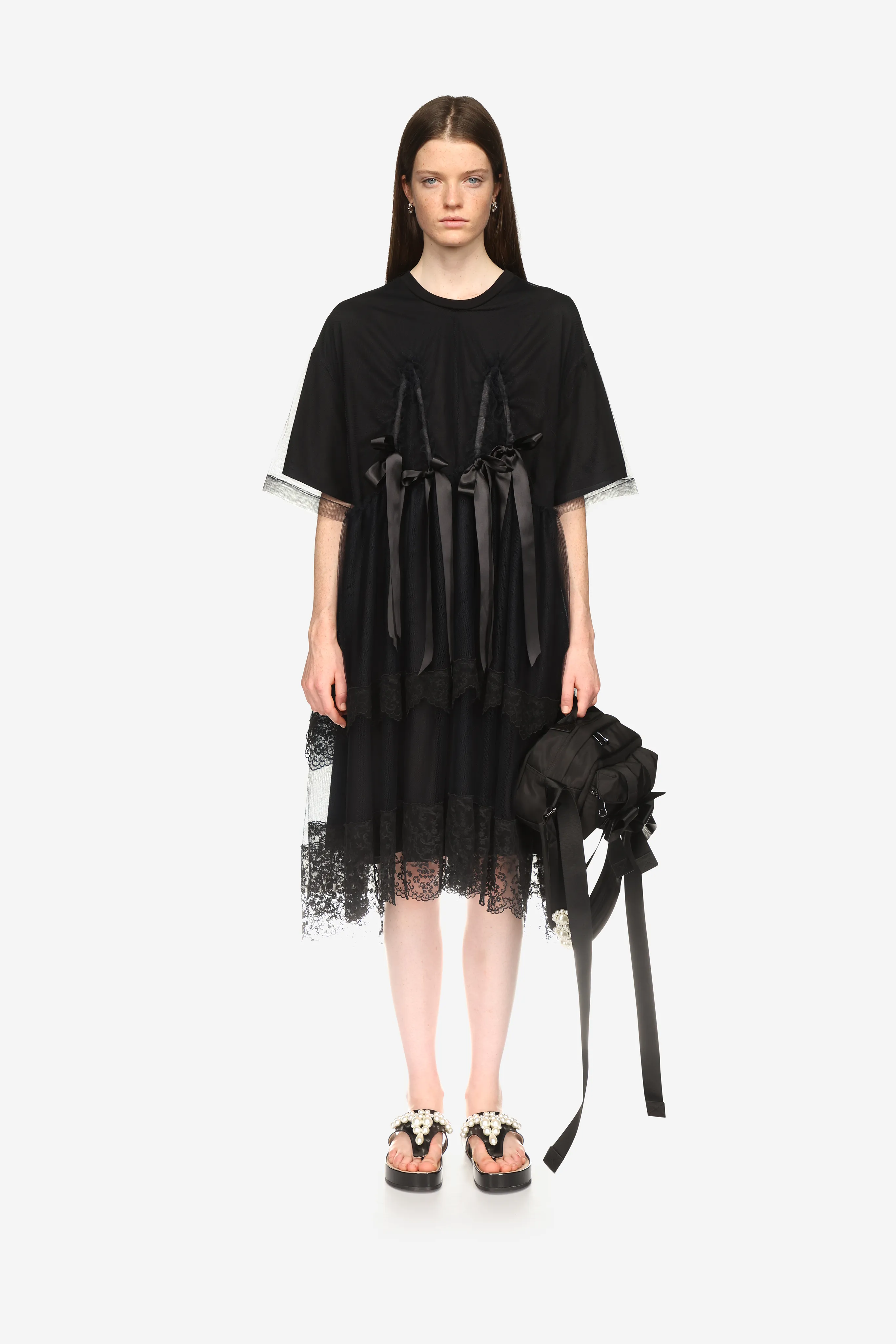 Ruched Net Overlay Dress sold by Simone Rocha